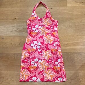 Floral Halter Dress in Pink and Orange